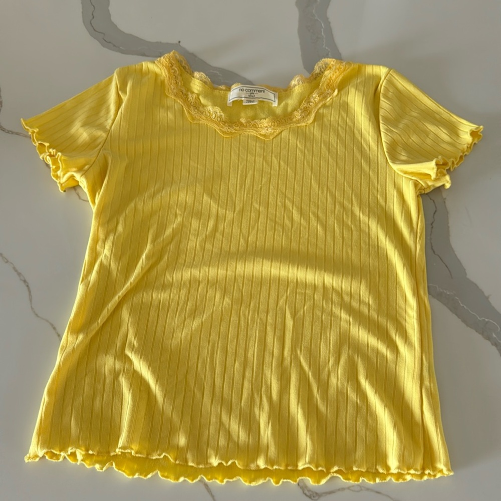 Girls Yellow Ribbed Tee